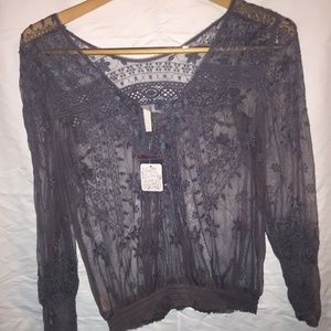 Free People Boho Lace V-neck shirt